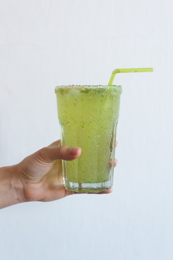 Glass of homemade cucumber lemonade 