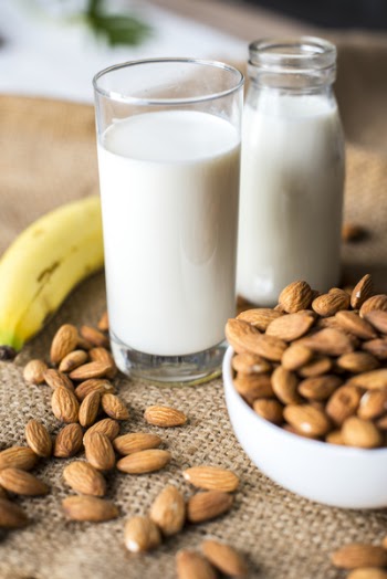 Glass of Milk and Almonds