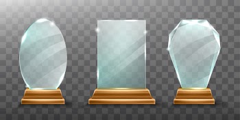 Glass trophy or acrylic winner award realistic Free Vector