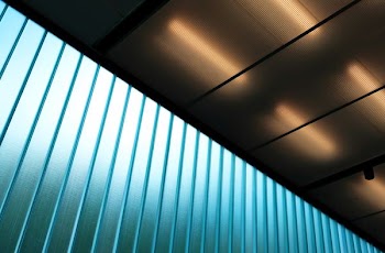 glass windows inside room with lights