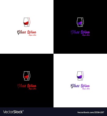 Glass wine drink nightclub creative logo design vector image