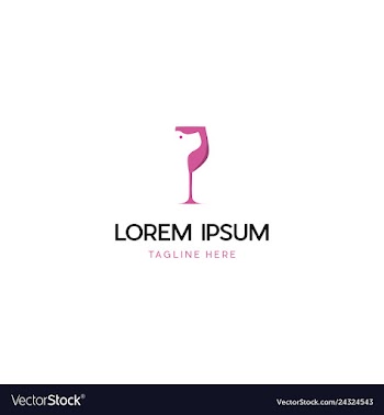 Glass wine with bear creative logo design vector image