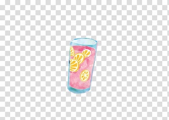 , glass with pink liquid and slice lemon fruit illustration transparent background PNG clipart