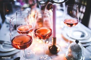 Glasses of rose wine.