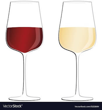 Glasses of white wine and red wine isolated in vector image