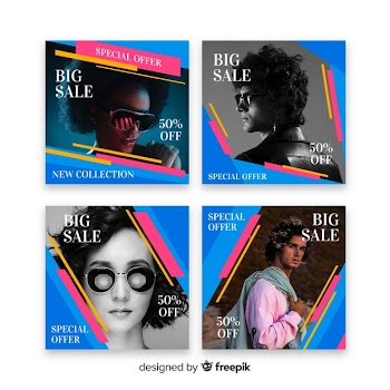 Glasses sale instagram post collection Free Vector