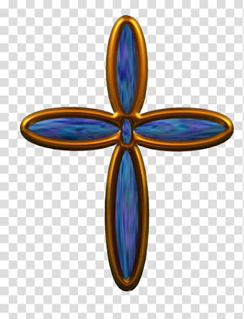 Glint n Shine Resource kit, brown framed blue gemstone cross accessory transparent background PNG clipart