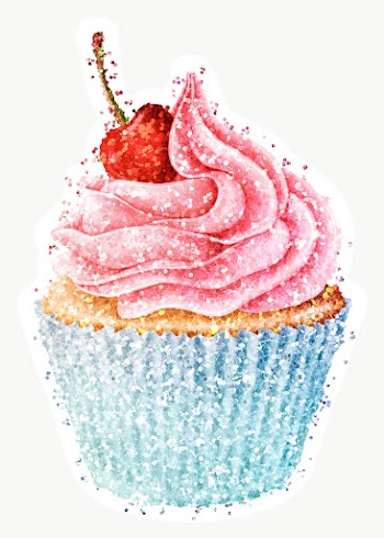 Glitter cherry cupcake sticker with white border | Free  transparent png - 2352143