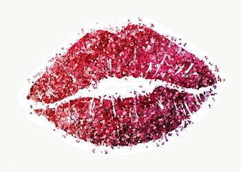 Glitter red lips sticker with white border | Free  transparent png - 2352544
