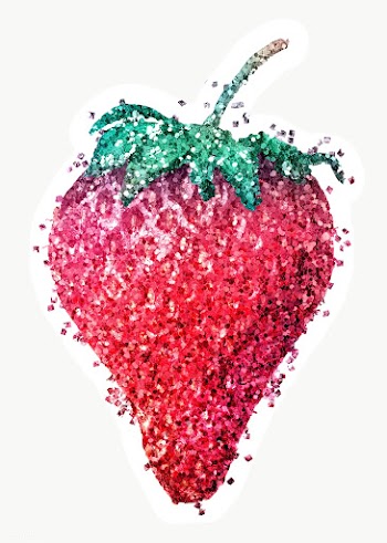 Glitter strawberry fruit sticker with white border | Free  transparent png - 2354723