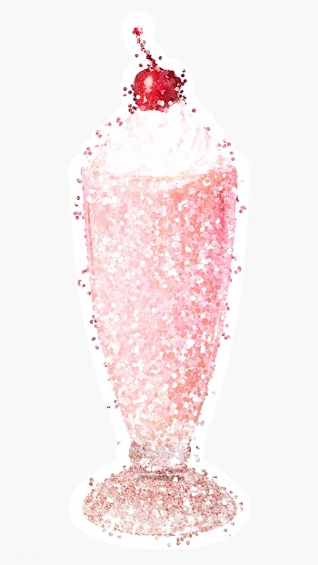 Glitter strawberry milkshake sticker with white border | Free  transparent png - 2352139