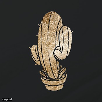 Glittery gold saguaro cactus design element | Free  illustration - 2359023