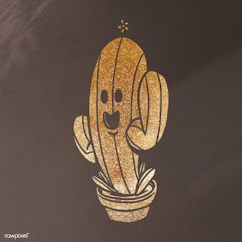 Glittery gold saguaro cactus sticker design element | Free  illustration - 2358509