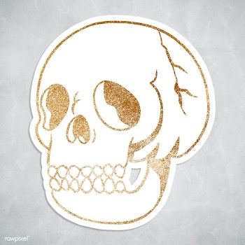 Glittery gold skull sticker with a white border | Free  illustration - 2358614