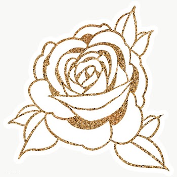 Glittery golden rose sticker overlay with a white border design elemen.. | Free  transparent png - 2359019