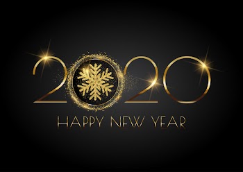 Glittery happy new year background with snowflake Free Vector