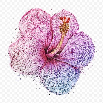 Glittery hibiscus flower sticker overlay design element | Free  transparent png - 2350052
