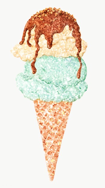 Glittery ice cream scoops in a cone sticker overlay  | Free  transparent png - 2366443
