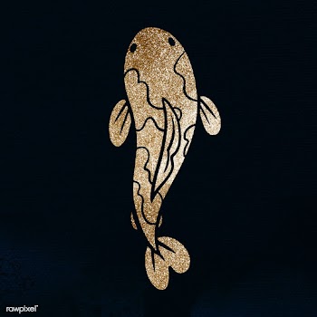 Glittery Koi carp fish sticker on black background | Free  illustration - 2359022