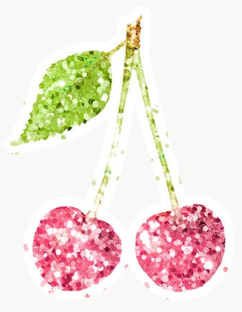 Glittery maraschino cherry sticker overlay with a white border design .. | Free  transparent png - 2366422