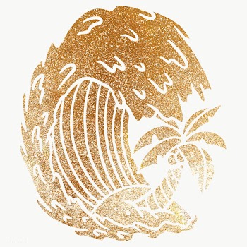 Glittery ocean waves with coconut tree sticker design element | Free  transparent png - 2358610