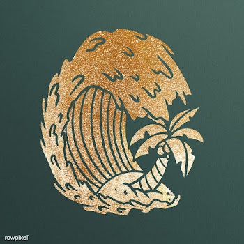 Glittery ocean waves with coconut tree sticker | Free  illustration - 2358536