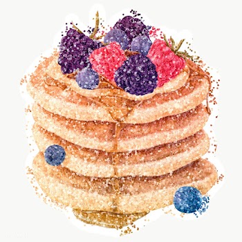 Glittery pancake topped with berries sticker overlay with a white bord.. | Free  transparent png - 2366049