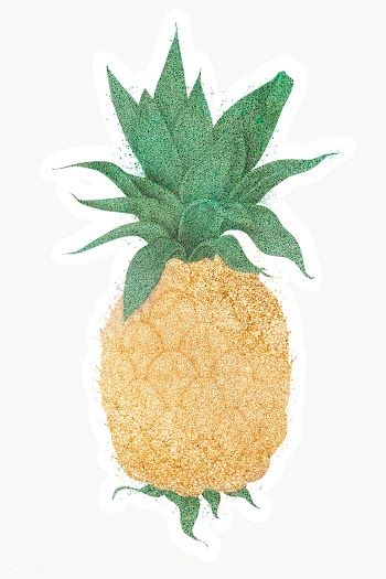 Glittery pineapple sticker design element with white border | Free  transparent png - 2347016