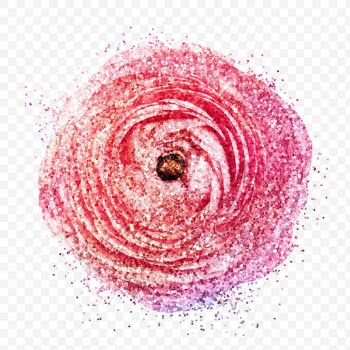 Glittery pink ranunculus flower sticker overlay design element | Free  transparent png - 2350036