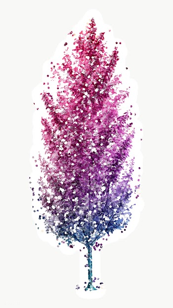 Glittery purple spruce tree sticker overlay with a white border design.. | Free  transparent png - 2366479
