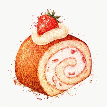 Glittery strawberry swiss roll cake sticker overlay design element  | Free  transparent png - 2366046