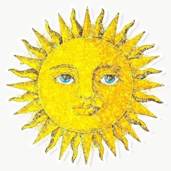Glittery sun with a face sticker overlay with a white border design el.. | Free  transparent png - 2366455