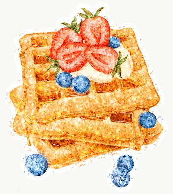 Glittery waffles topped with berries sticker overlay with a white bord.. | Free  transparent png - 2366458
