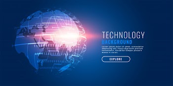Global technology digital earth futuristic background Free Vector