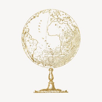 Globe clipart, gold aesthetic education | Free PSD Illustration - rawpixel