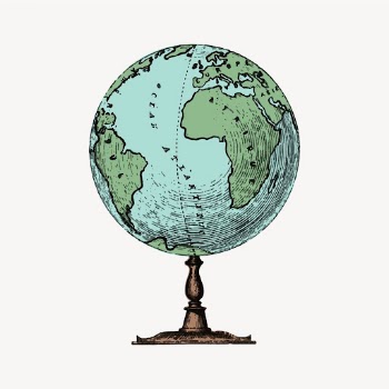 Globe collage element, vintage geography | Free Vector Illustration - rawpixel