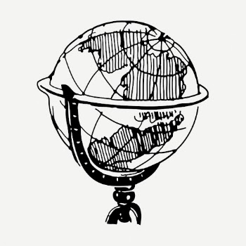 Globe drawing clipart, map illustration | Free PSD - rawpixel