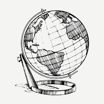 Globe drawing clipart, map illustration | Free PSD - rawpixel