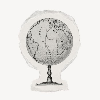 Globe drawing, ripped paper, education | Free PSD Illustration - rawpixel