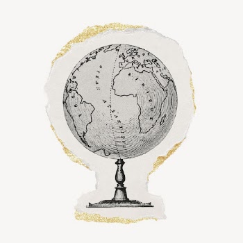 Globe drawing, torn paper, gold | Free Photo Illustration - rawpixel