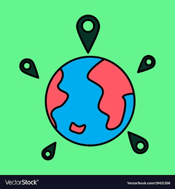 Globe earth with color pointer marks vector image