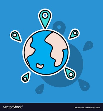 Globe earth with color pointer marks vector image