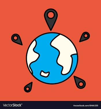 Globe earth with color pointer marks vector image