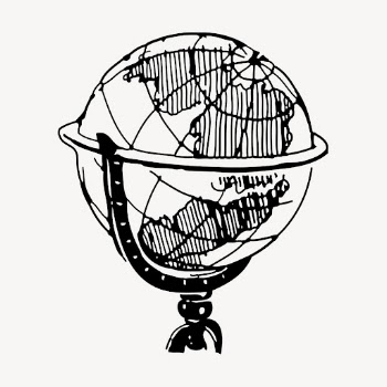 Globe hand drawn clipart, map | Free Vector - rawpixel