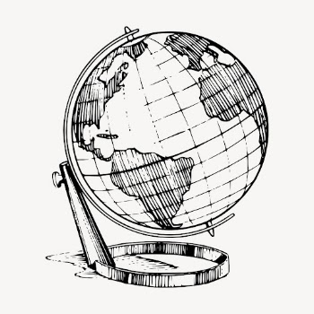 Globe hand drawn clipart, map | Free Vector - rawpixel