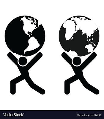 Globe holding man vector image