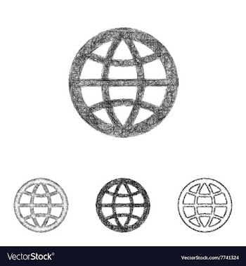 Globe icon set - sketch line art vector image