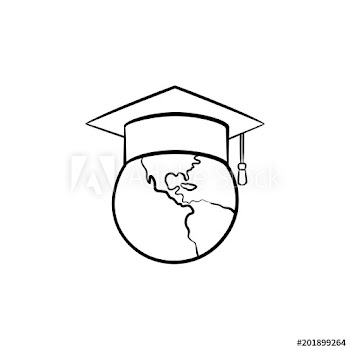 Globe in graduation cap hand drawn outline doodle icon
