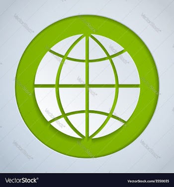  					Globe paper green vector image														