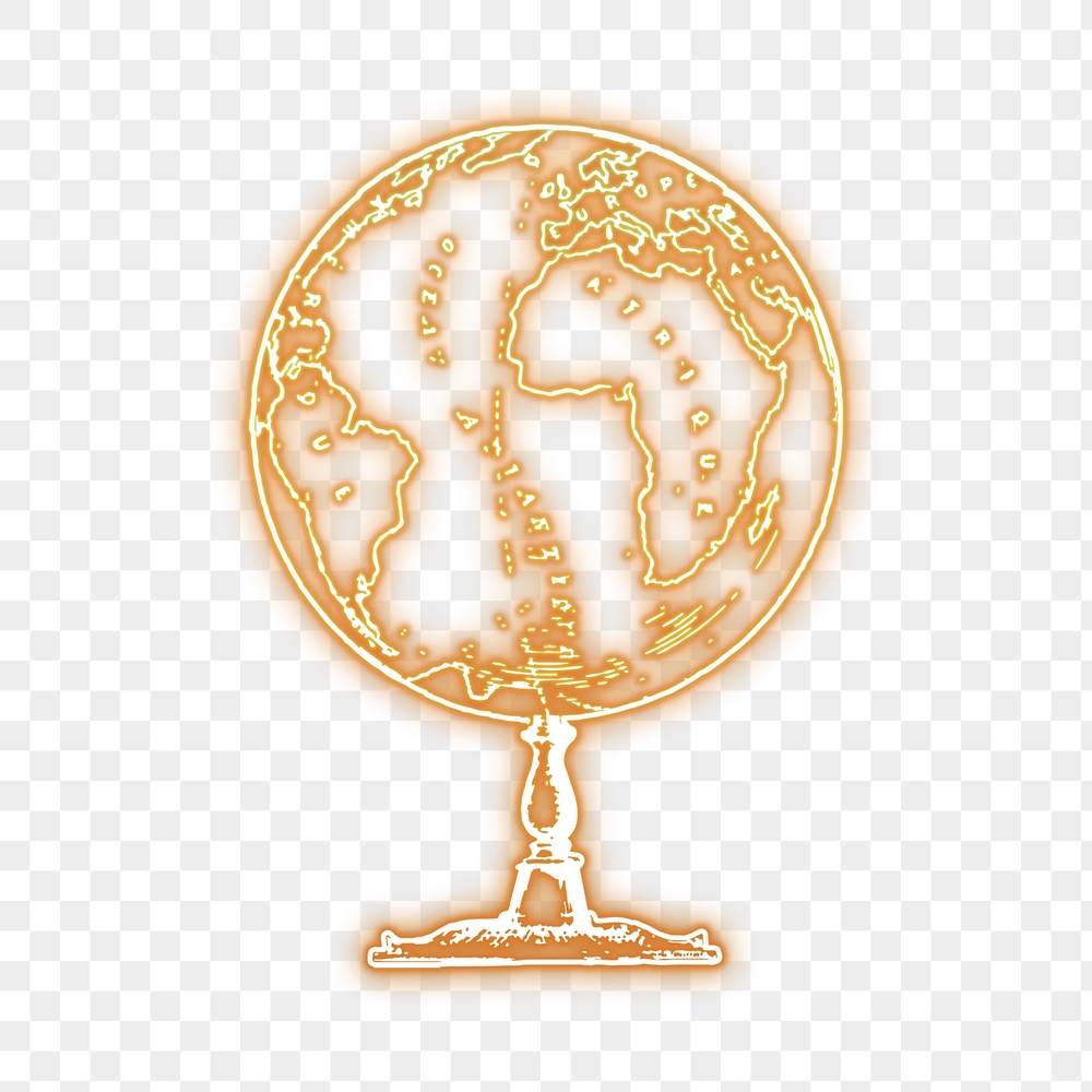 Globe png sticker, gold neon, | Free PNG - rawpixel